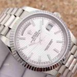 Replica Rolex Day-Date II Watch 41mm Silver Striped Dial